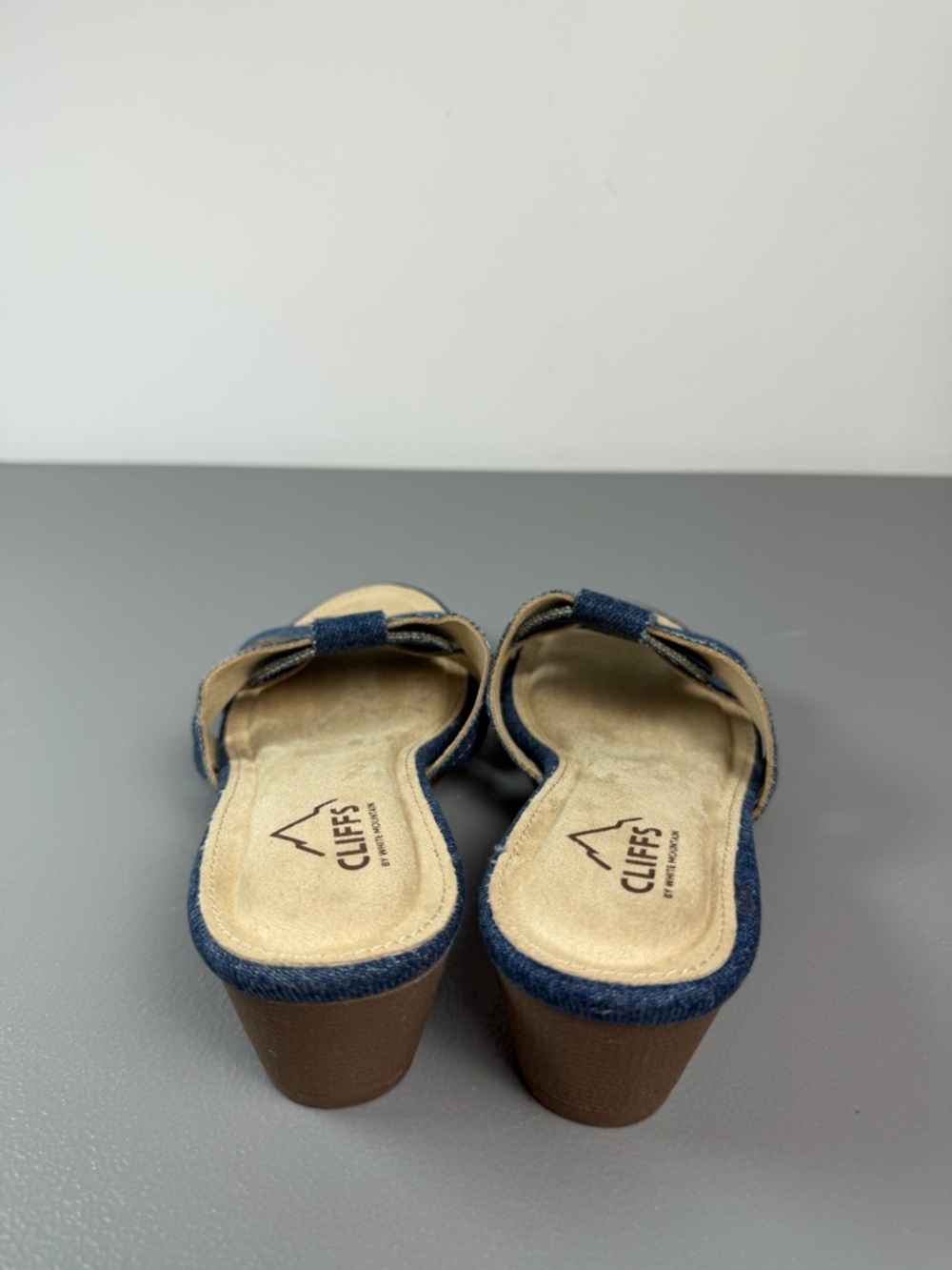 Cliffs by White Mountain Candyce Dark Blue Denim Women's Wedge Sandals-Sz 6.5 - Picture 4 of 12